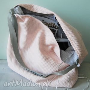 handmade torebki duża torba miejska różowo - szara