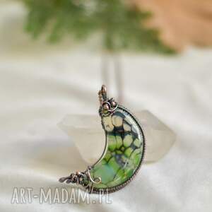 zielony księżyc - naszyjnik z pięknym agatem biżuteria dla niej wisior