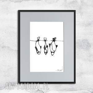 Prezent Grafika z ramą - RYBY - nr 3, czarno biała