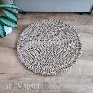 Okrągły dywan szydełkowy ze sznurka bawełnianego 60 cm - handmade