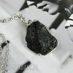 handmade naszyjniki naszyjnik kamień bryłka wisiorek z łańcuszkiem: czarny