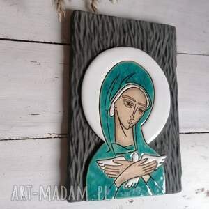 ikona ceramiczna z wizerunkiem maryi - pneumatofora, matka boża chrzest, maryja