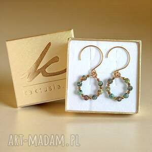 kolczyki turkus afrykański wianki delikatne ciekawe bigle, delikatna