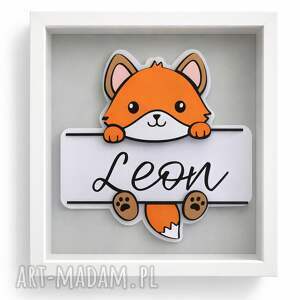 dla dziecka personalizowana ramka z imieniem lis 3d - dekoracja