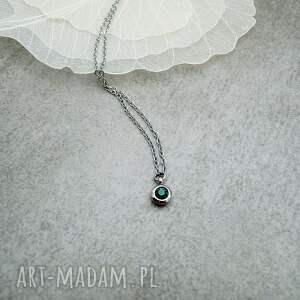 naszyjnik ze szmaragdową zawieszką łańcuszek stali, emerald, romantyczny