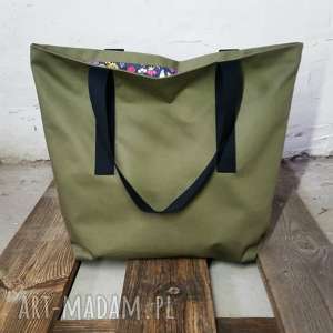 na ramię wyprzedaż shopper bag khaki babciny ogródek saszetka shopperbag