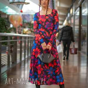 Sukienka z dekoltem karo - karla flower power, efektowna, oryginalna