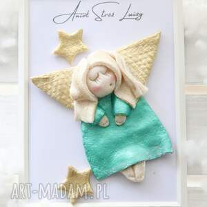 ręcznie robione pokoik dziecka aniołek zielony prezent dla dziecka