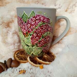 bzy ręcznie malowany kubek 300 ml, malowana porcelana, malowane kwiaty prezent