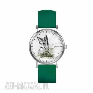 handmade zegarki zegarek mały - lis silikonowy, zielony