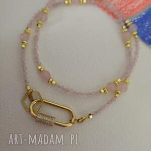 naszyjnik z kwarcu różowego z zapięciem, miłość. - kwarc