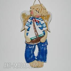 hej żeglujże - aniołek z masy solnej, prezent, dekoracja anioł na szczęście