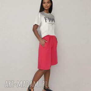 eleganckie szorty z ozdobnymi przeszyciami, spodenki na gumie bermudy