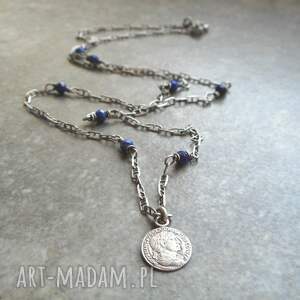 lapis lazuli w srebrze - naszyjnik, kamienie naturalne, biżuteria z kamieniami