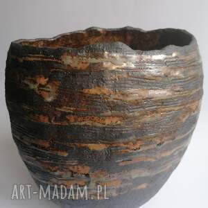 duży wazon odblaski z marsa ceramika rękodzieło gliny, czarnej