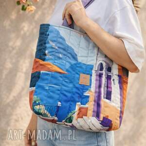 pikowana duża torba shopper como, welurowa torebka, shopperka