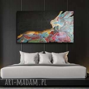 obraz ręcznie malowany - tęczowa lawina - 140x80 cm