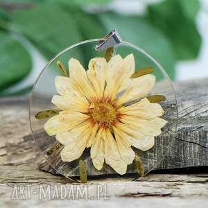 handmade naszyjniki naszyjnik z suszonymi kwiatami, medalion z kwiatem, kwiaty w żywicy