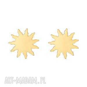 Złote kolczyki, sztyfty, słoneczka, słońca