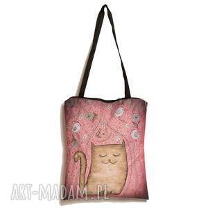 torba na zakupy, akwarela, kot, dekoracja sztuka, kotek