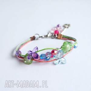 handmade bransoletka - kolorowe motyle 4 - sznureczki