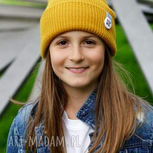 miodowa musztarda czapka dziecięca logo kolor kids beanie