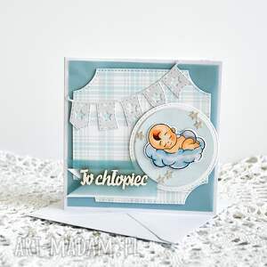 handmade scrapbooking kartki kartka z okazji narodzin - to chłopiec