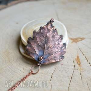 handmade naszyjniki platan - naturalny liść pokryty miedzią, wisior