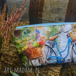 poziomka handmade kosmetyczka bike village rowerem wzór w rower