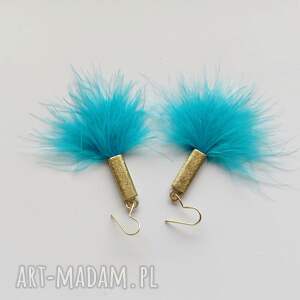 piórko kolczyki mosiądz, zmatowione