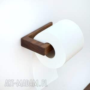 drewniany minimalistyczny uchwyt na papier toaletowy orzech amerykański