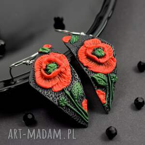 długie kolczyki czerwony mak