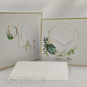 handmade scrapbooking kartki kartka na ślub w pudełku z inicjałami pary młodej, wzór