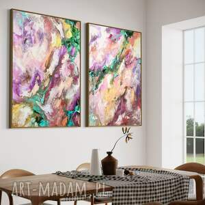 dyptyk zestaw obrazów obrazy abstrakcja duze do salonu