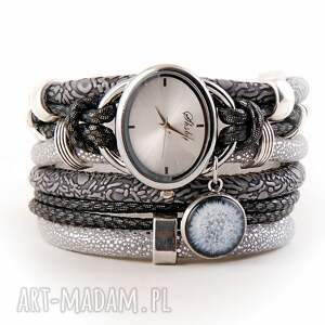 ręcznie zrobione zegarki zegarek-bransoletka srebrzysty, z dmuchawcem
