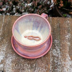 ręcznie wykonane ceramika różowa filiżanka "kwiat mojego sekretu" - yoni, vulva - 370