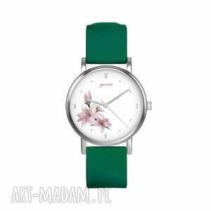 ręcznie robione zegarki zegarek mały - lilia - silikonowy, zielony