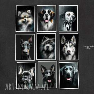 Prezent Psie portrety - zestaw 9 w rozmiarze 13x18 cm, grafiki