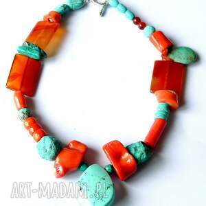 koral turkus karneol elegancko prezent z klasą oryginalny naszyjnik handmade