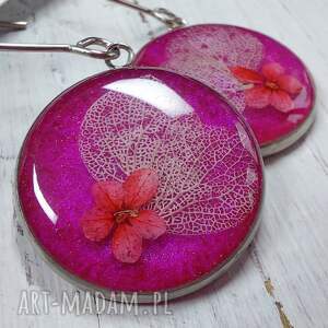 wiszące kolczyki z żywicy stal chirurgiczna vintage, róż