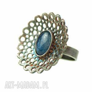 koronkowy pierścionek z kianitem a532, pierścień ze srebra, srebrny