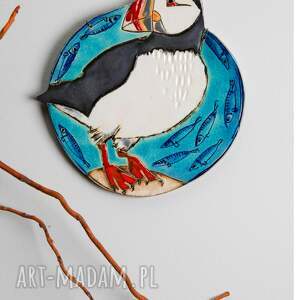 maskonur, ceramiczna dekoracja, morskie dekoracje, ptak wiszący ceramika wisząca