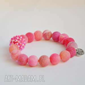 handmade bracelet by sis: różowa kula discoball w kamieniach