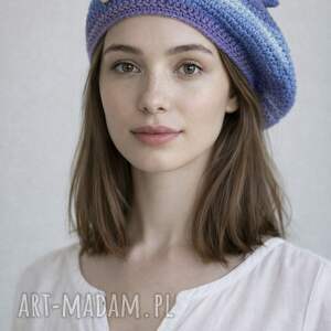 czapki wiosenny beret damski z antenką ręcznie robiony bawełna one