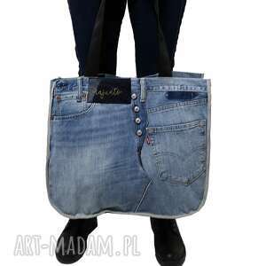 ręcznie robione na ramię duża torba upcykling jeans levis 57, denim