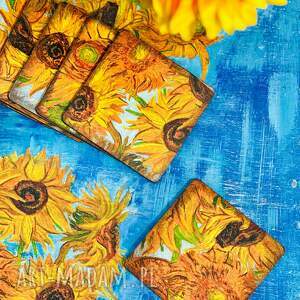 Prezent Podkładki pod kubki, dekoracja ze słonecznikami, sielskie