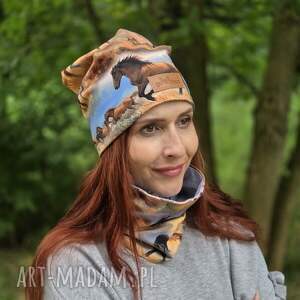 Prezent Czapka w konie, bawełniana, dzisnina