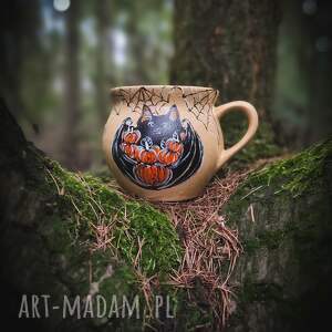 Kubek ręcznie malowany - nietoperz, halloween, dla niej