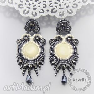 kolczyki crazy graphite soutache - Kavrila biżuteria