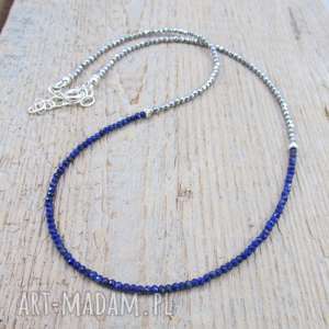 handmade naszyjniki delikatny naszyjnik z lapis lazuli i hematytu